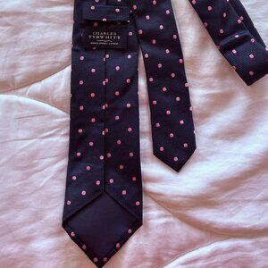 Charles Tyrwhitt Blue Tie with Pink Polka Dots Silk Tie